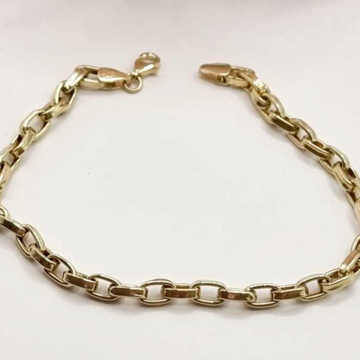 Kenzari Jewellery 14k Gold Square Chain Bracelet for Men -4.25 Grams