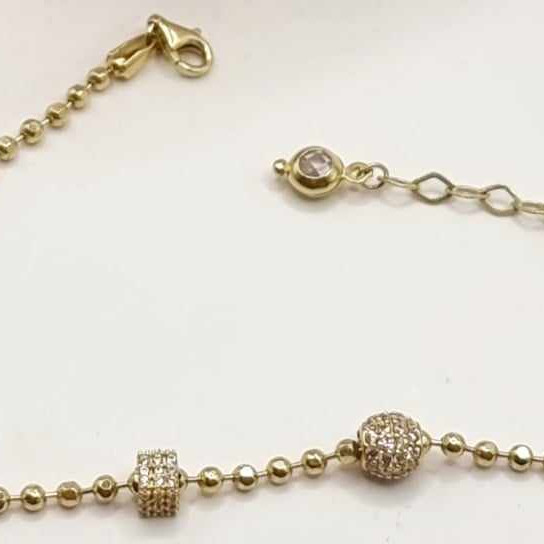 Kenzari Jewellery 14k Gold Zirconia Bead Bracelet for Women -6.82 Grams
