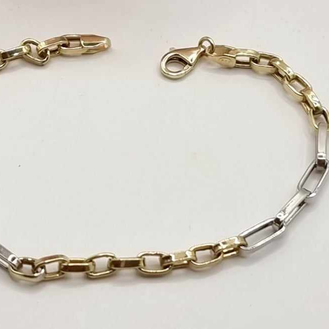 Kenzari Jewellery 14k Two Tone Casual Bracelet for Men -3.87 Grams