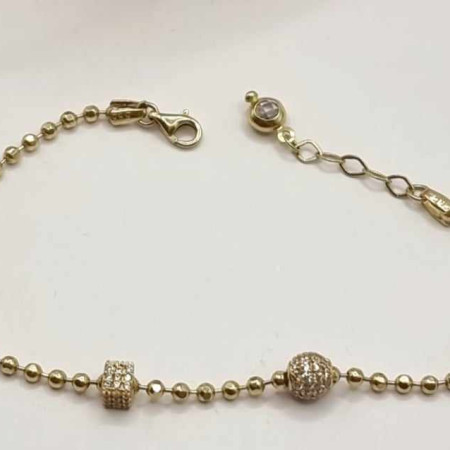 Kenzari Jewellery 14k Gold Bead Bracelet with Zirconia Accents for Women -6.95 Grams Kenzari Jewellery 14k Gold Bead Bracelet with Zirconia Accents for Women -6.95 Grams