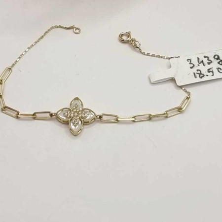 Kenzari Jewellery 14k Gold Flower Charm Bracelet for Women -3.43 Grams