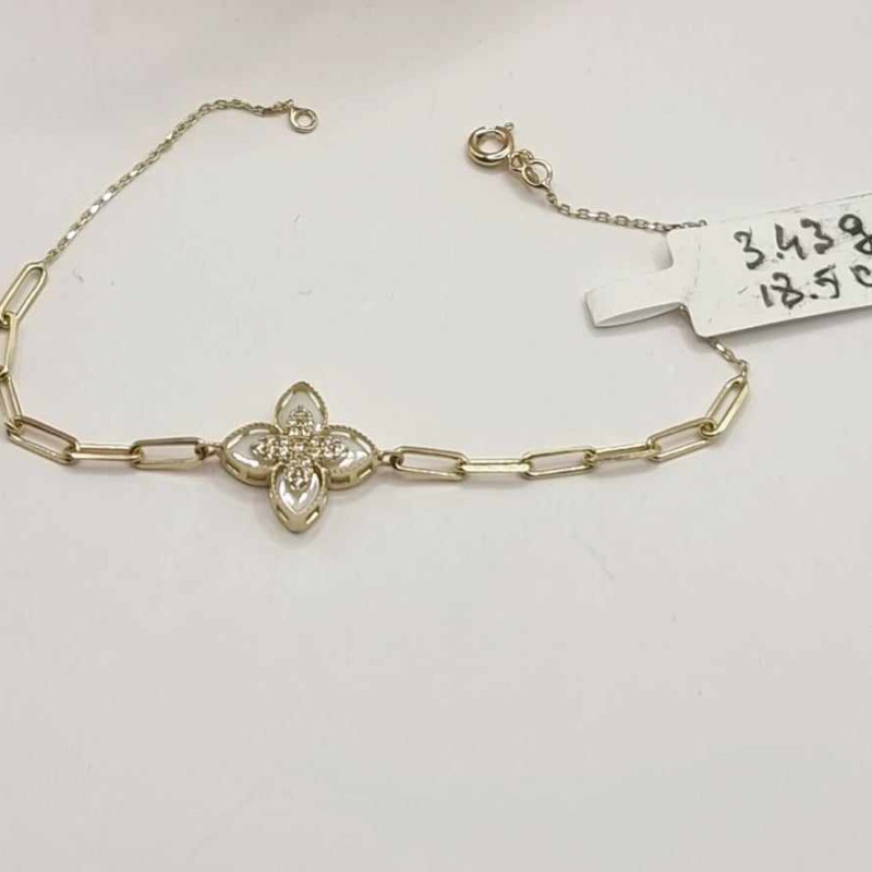 Kenzari Jewellery 14k Gold Flower Charm Bracelet for Women -3.43 Grams