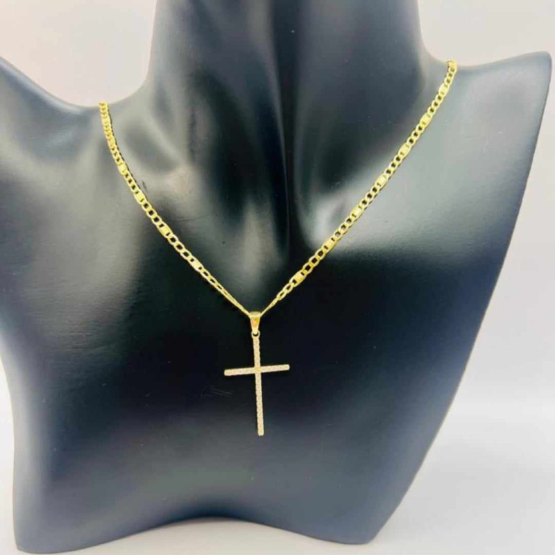 Kenzari Jewellery 14k Gold Chain Necklace with Cross Pendant for Women - 4.62 Grams