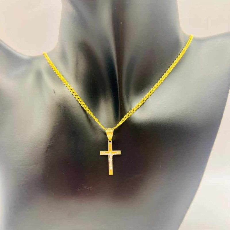Kenzari Jewellery 14k Gold Necklace with Cross Pendant for Women - 3.13 Grams
