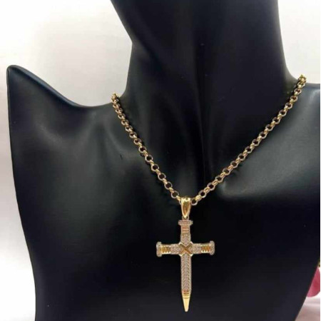 Kenzari Jewellery 14k Gold Necklace with Cross Pendant for Women - 10.31 Grams