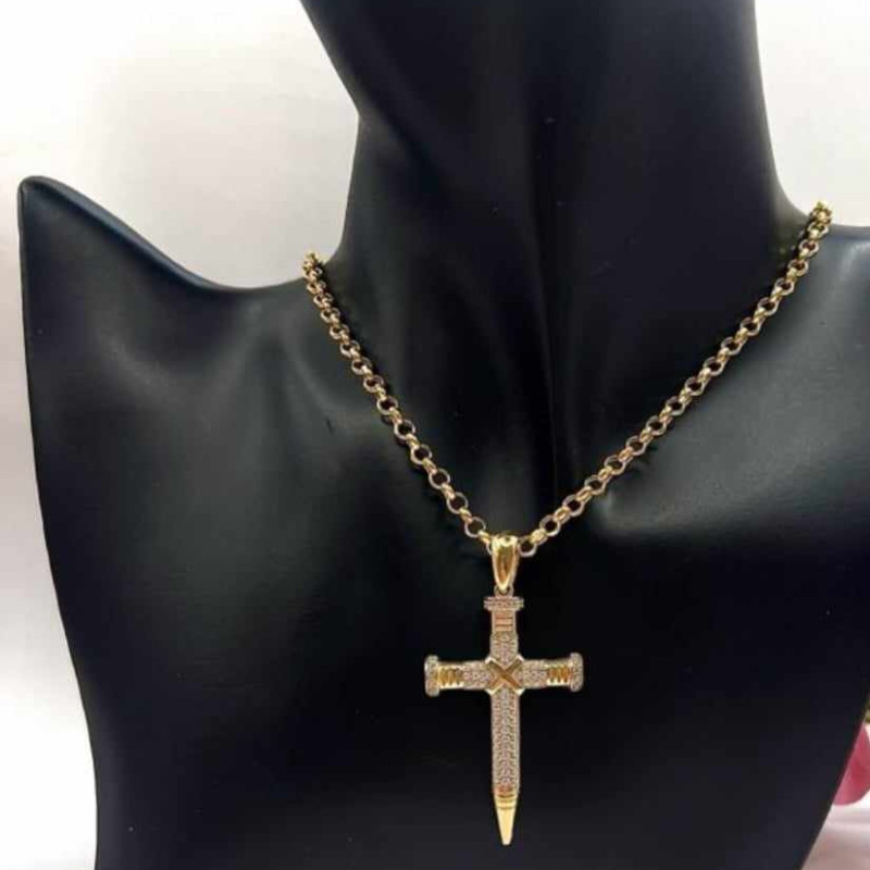 Kenzari Jewellery 14k Gold Necklace with Cross Pendant for Women - 10.31 Grams