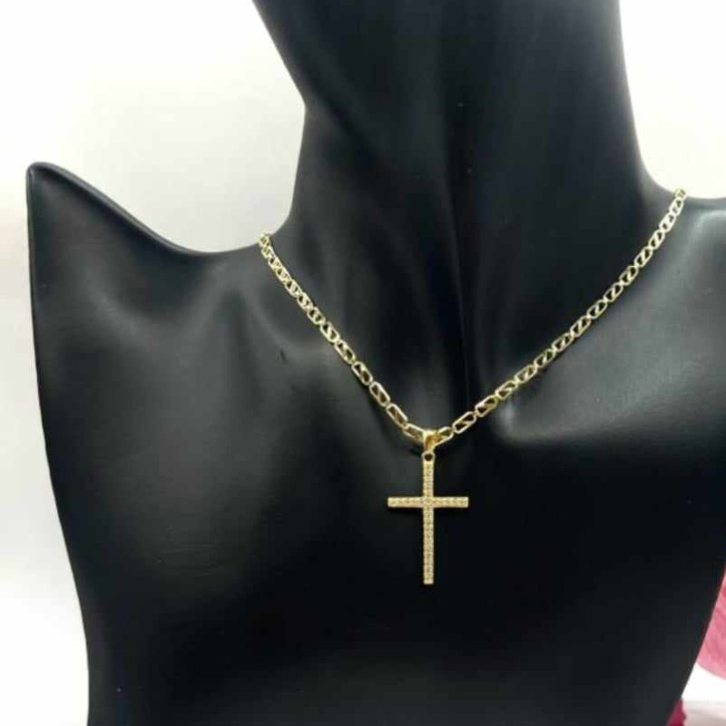 Kenzari Jewellery 14k Gold Necklace with Cross Pendant for Women - 4.94 Grams