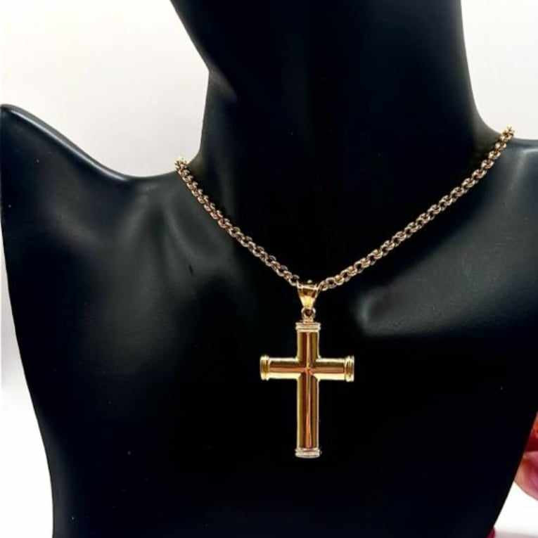Kenzari Jewellery 14k Gold Necklace with Cross Pendant for Women - 8.71 Grams