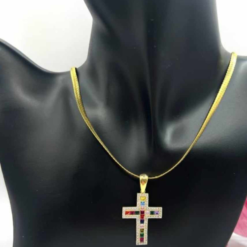 Kenzari Jewellery 14k Gold Necklace with Cross Pendant for Women - 14.43 Grams