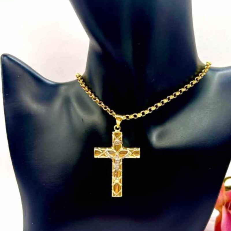 Kenzari Jewellery 14k Gold Necklace with Cross Pendant for Women - 10.03 Grams