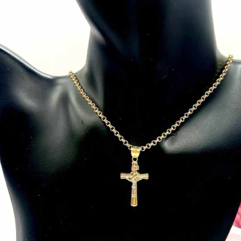 Kenzari Jewellery 14k Gold Necklace with Cross Pendant for Women - 6.43 Grams