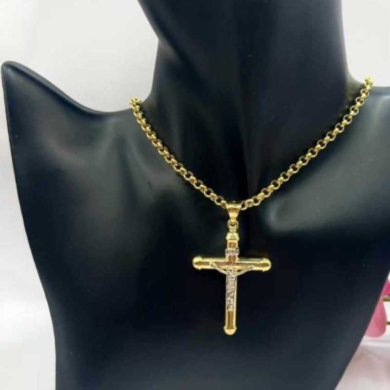 Kenzari Jewellery 14k Gold Necklace with Cross Pendant for Women - 12.27 Grams