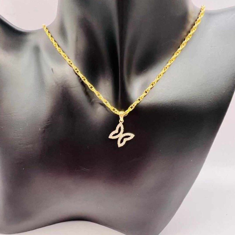 Kenzari Jewellery 14k Gold Necklace with Butterfly Pendant for Women - 3.74 Grams