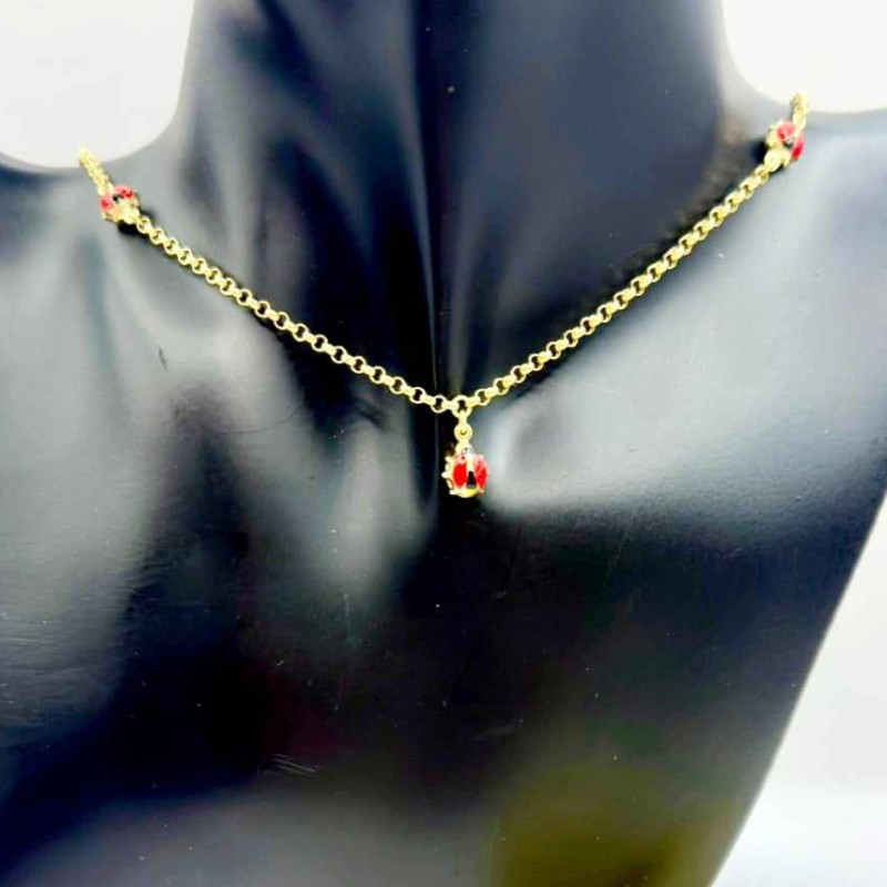 Kenzari Jewellery 14k Gold Kids Ladybug Charm Necklace- 5.81 Grams