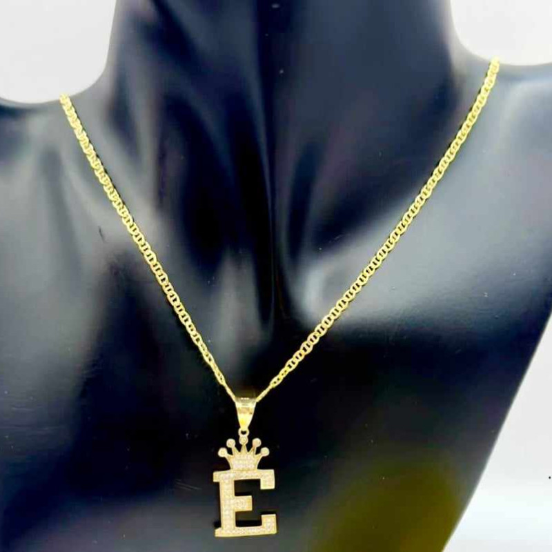 Kenzari Jewellery 14k Gold Necklace with "E" Pendant for Women - 5.08 Grams
