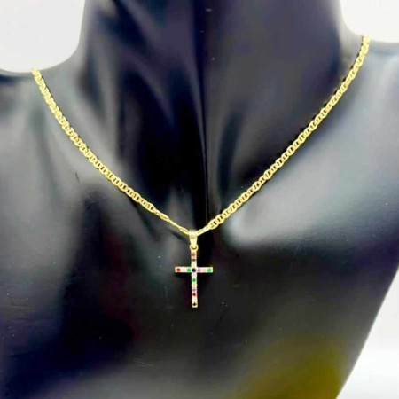 Kenzari Jewellery 14k Gold Necklace with Cross Pendant for Women - 4.1 Grams