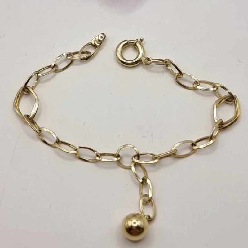 Kenzari Jewellery 14k Gold Ovel Link Chain Bracelet for Women -3.96 Grams