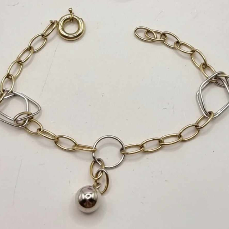 Kenzari Jewellery 14k Gold Two Tone Link Chain Bracelet for Women -5.16 Grams