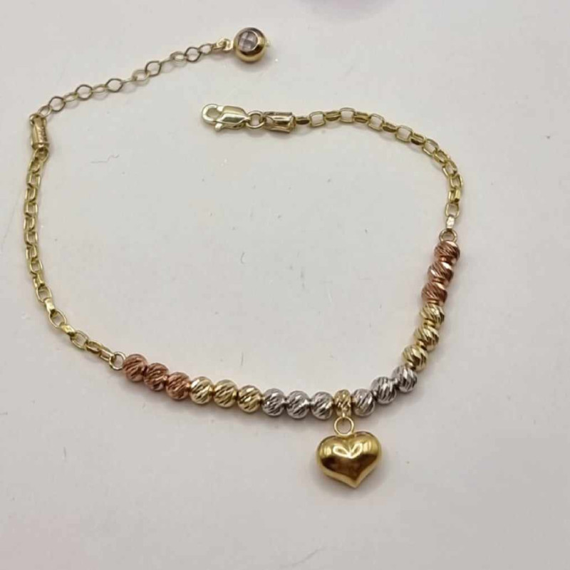 Kenzari Jewellery 14k Gold Tri-Color Beads Bracelet for women -4.67 Grams Kenzari Jewellery 14k Gold Tri-Color Beads Bracelet for women -4.67 Grams