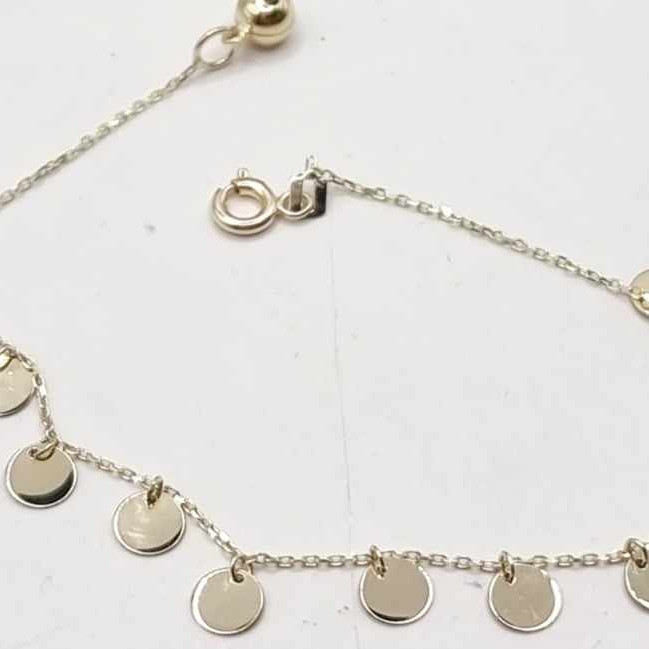 Kenzari Jewellery 14k Gold Chain Bracelet with Round Charms for Women -2.96 Grams