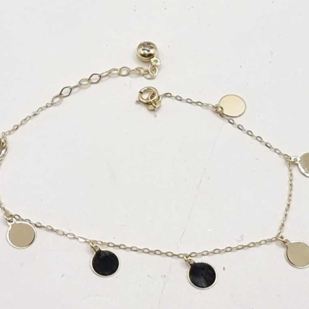 Kenzari Jewellery 14k Gold Chain Bracelet with Round charm for Women -1.80 Grams