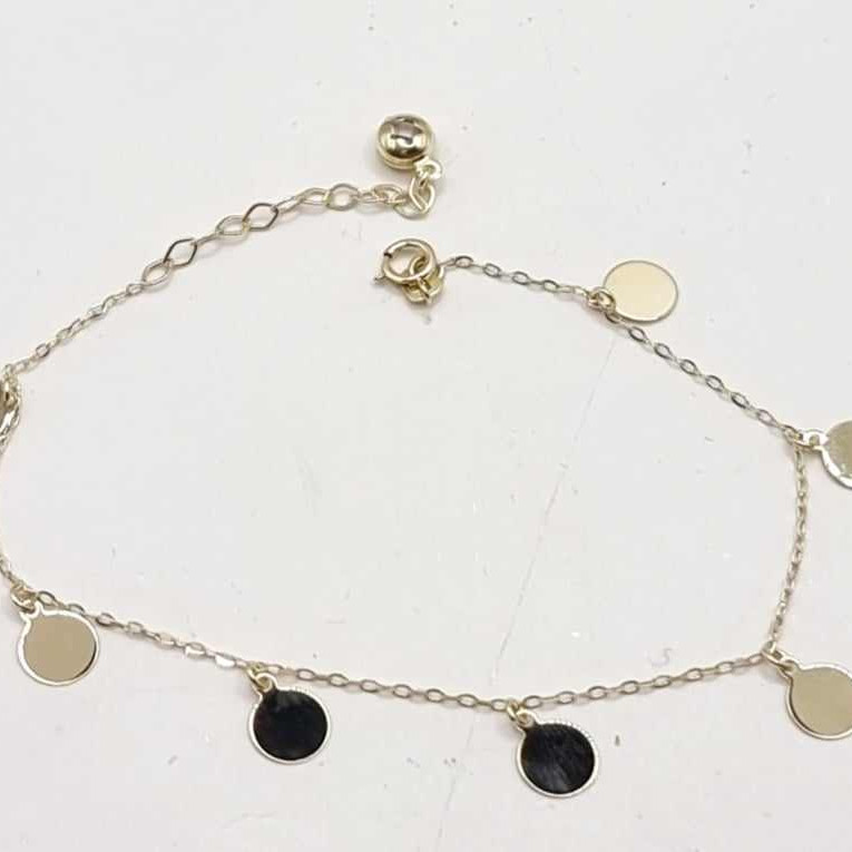 Kenzari Jewellery 14k Gold Chain Bracelet with Round charm for Women -1.80 Grams