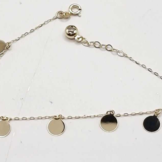 Kenzari Jewellery 14k Gold Casual Bracelet with Round charms for Men -1.78 Grams