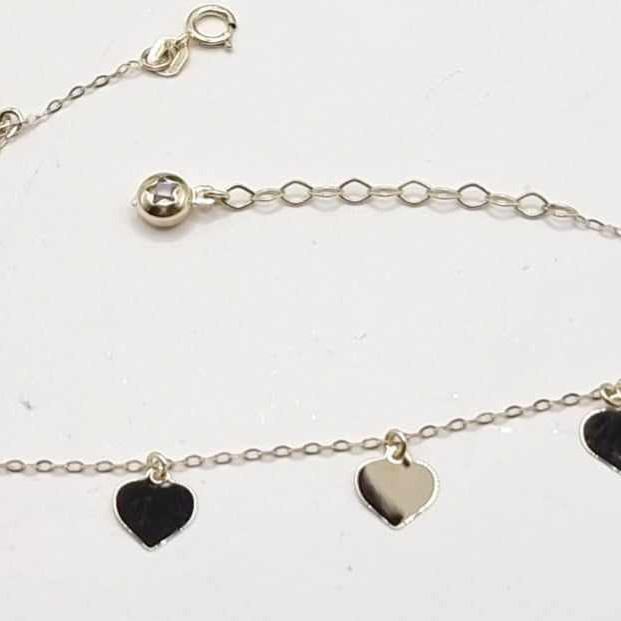 Kenzari Jewellery 14k Gold Chain Bracelet with Heart Charms for Women -1.82 Grams