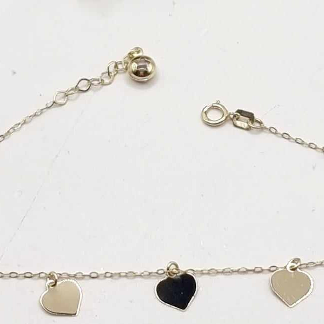 Kenzari Jewellery 14k Gold Chain Bracelet with Heart charms for Women -1.81 Grams