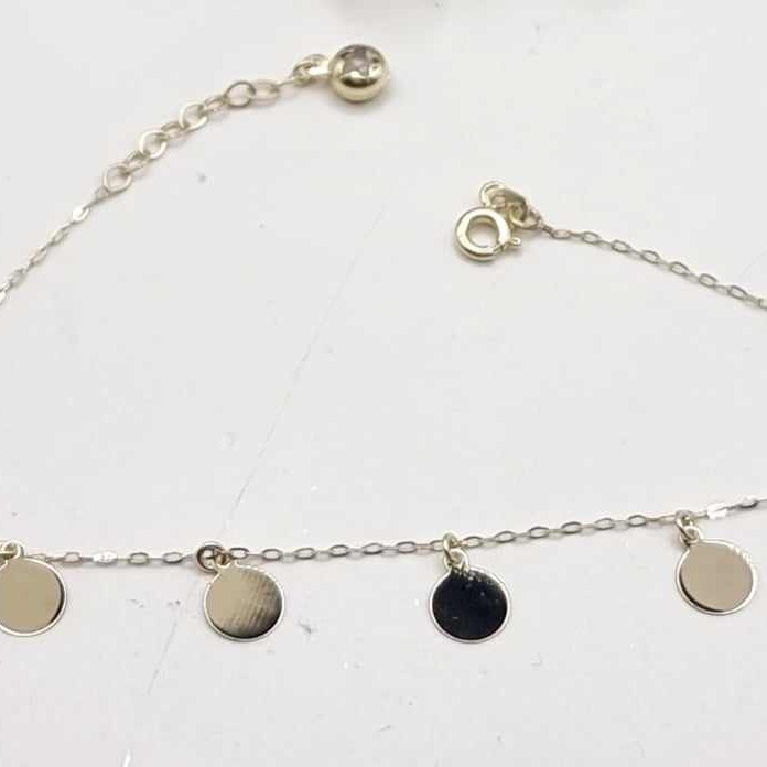 Kenzari Jewellery 14k Gold Chain with Round charms Bracelet for Women -1.79 Grams