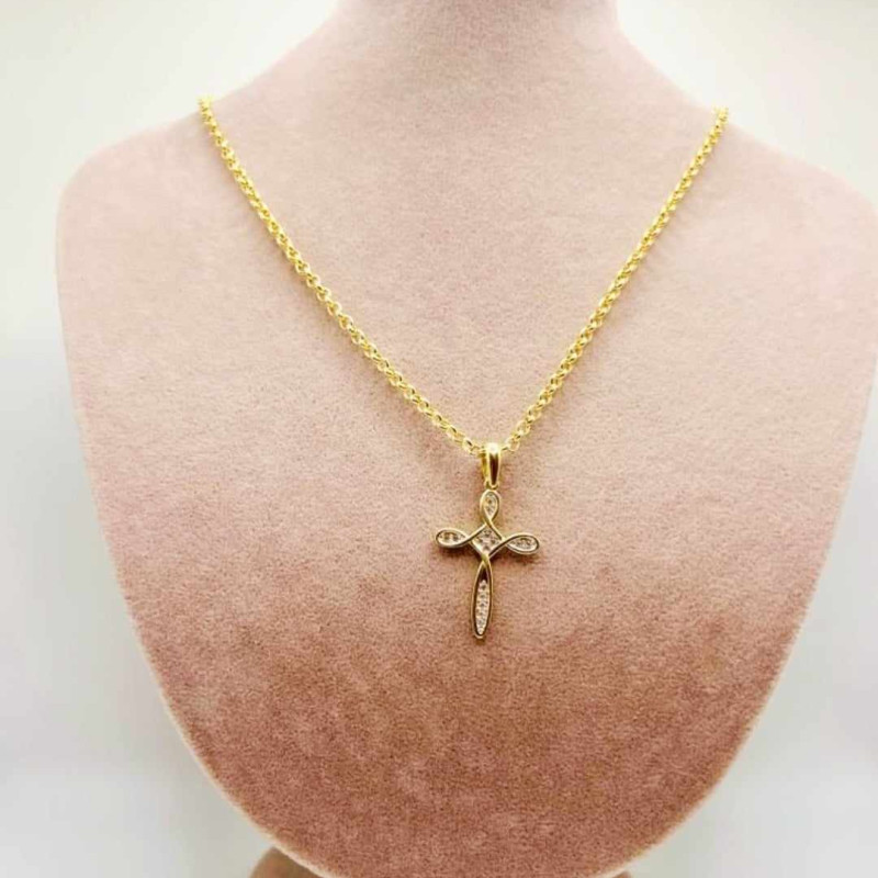 Kenzari Jewellery 14k Gold Necklace with Cross Pendant for Women - 6.06 Grams