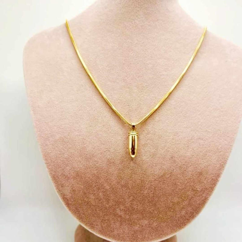 Kenzari Jewellery 14k Gold Necklace with Bullet Pendant for Women - 10.22 Grams