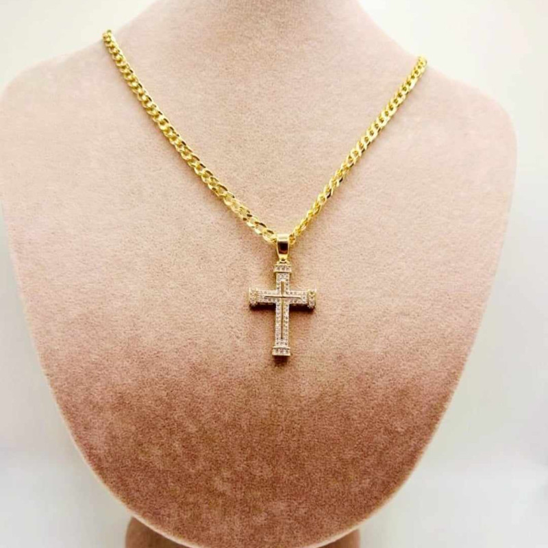 Kenzari Jewellery 14k Gold Necklace with Cross Pendant for Women - 11.19 Grams