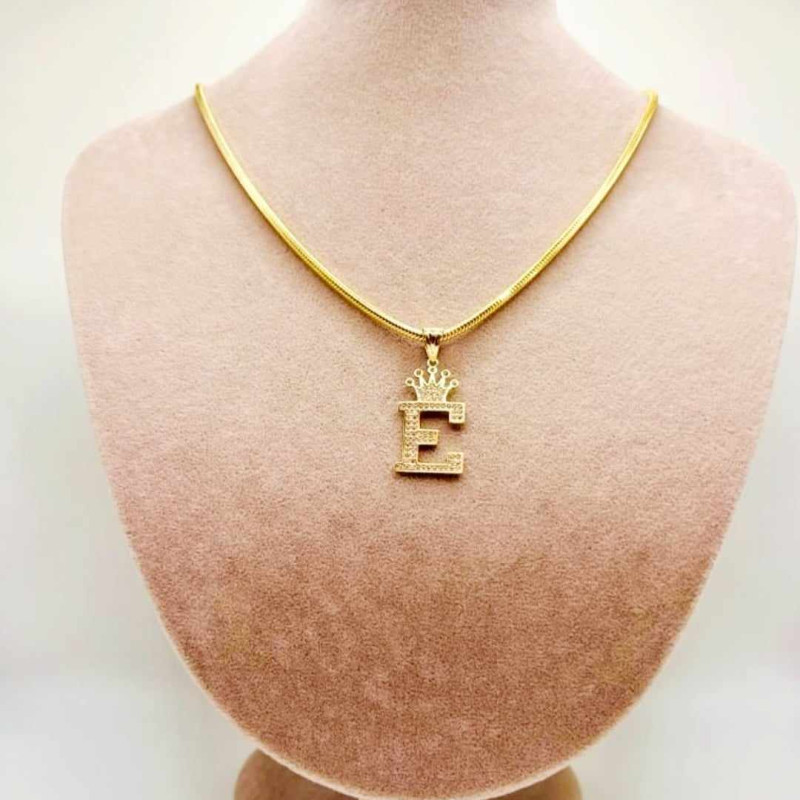 Kenzari Jewellery 14k Gold Necklace with "E" Pendant for Women - 15.36 Grams