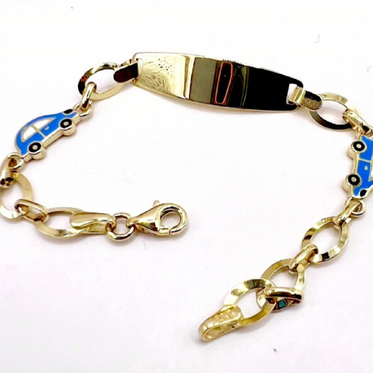 Kenzari Jewellery 14k Gold Nameplate with Accents Bracelet for Kids - 3.71 Grams