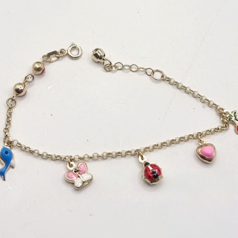 Kenzari Jewellery 14k Gold with colorful enamel charms Bracelet for Kids - 4.05 Grams