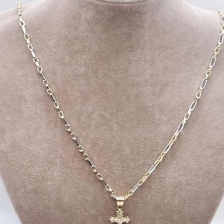 Kenzari Jewellery 14k Gold Two Tone Necklace for Men - 6.1 Grams