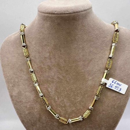 Kenzari Jewellery 14k Gold Two Tone Necklace for Men - 36.95 Grams