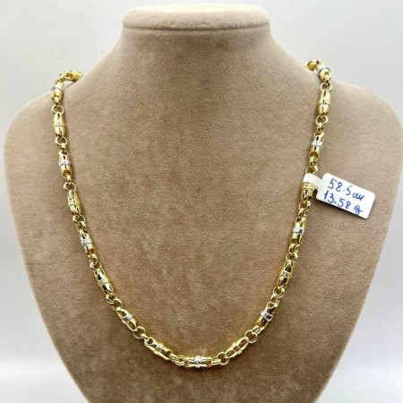 Kenzari Jewellery 14k Gold Two Tone Necklace for Men - 13.58 Grams Kenzari Jewellery 14k Gold Two Tone Necklace for Men - 13.58 Grams