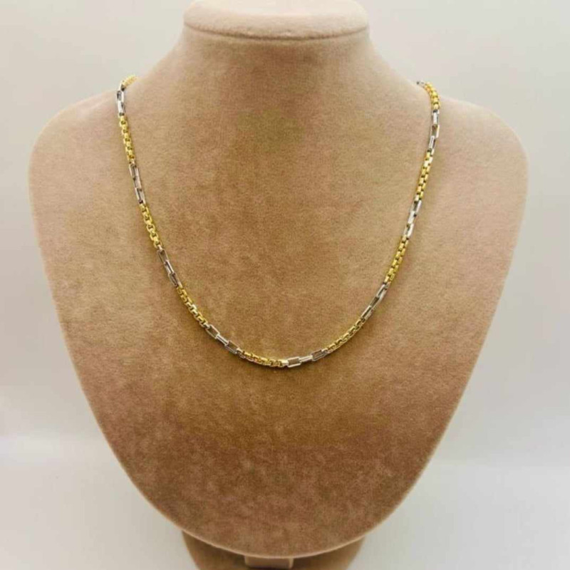Kenzari Jewellery 14k Gold Two Tone Necklace for Men - 9.74 Grams