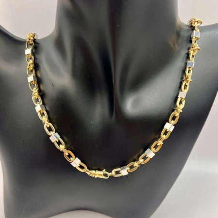 Kenzari Jewellery 14k Gold Two Tone Necklace for Men - 23.72 Grams