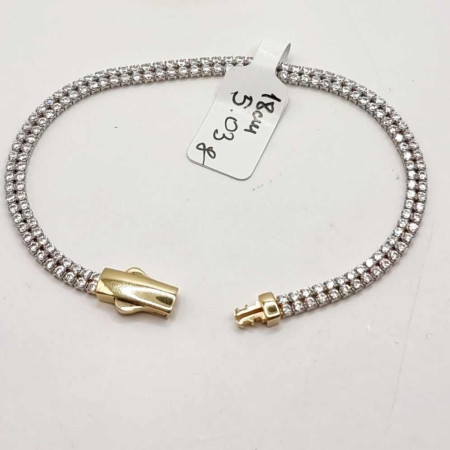 Kenzari Jewellery 14k Gold Chain Two Layered White Zirconia Bracelet for Women -5.03 Grams Kenzari Jewellery 14k Gold Chain Two Layered White Zirconia Bracelet for Women -5.03 Grams