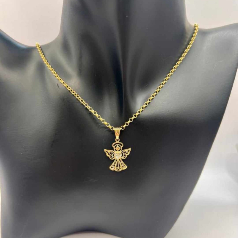 Kenzari Jewellery 14k Gold Necklace with Angel Pendant for Women - 3.39 Grams