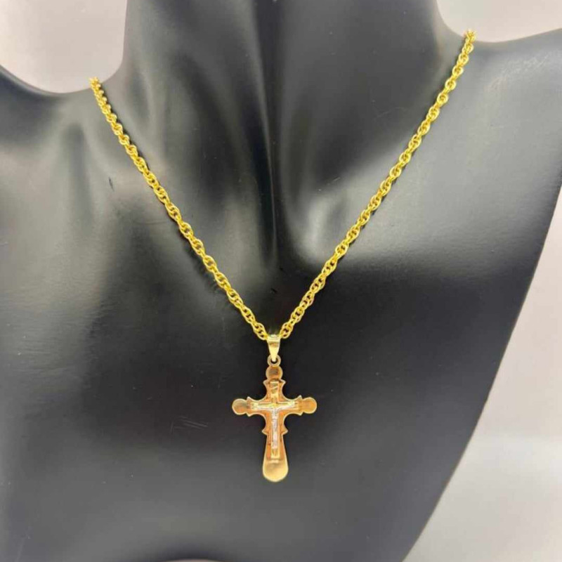 Kenzari Jewellery 14k Gold Necklace with Cross Pendant for Women - 4.97 Grams