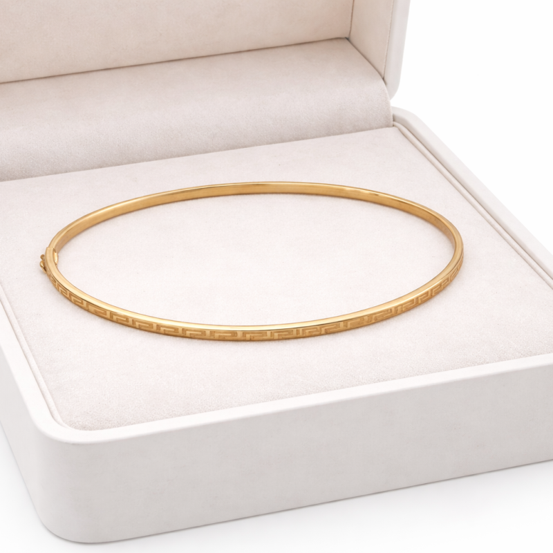 18k Gold Engraved Bangle
