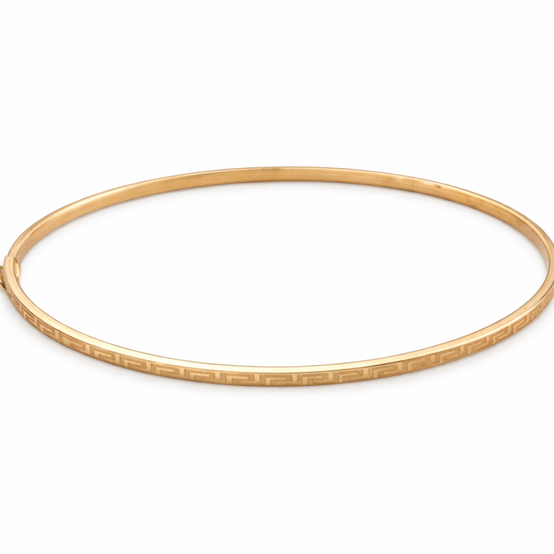 18k Gold Engraved Bangle