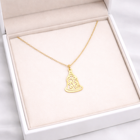 18K Gold Filigree Bell Necklace - 0.63g 18K Gold Filigree Bell Necklace - 0.63g