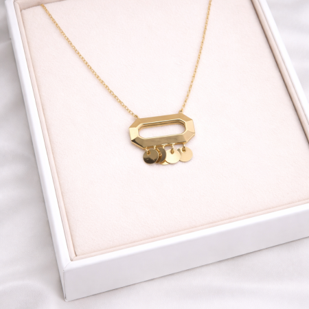 18K Gold Geometric Pendant Necklace - 2.3g 18K Gold Geometric Pendant Necklace - 2.3g