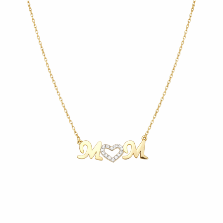 18K Gold "M" Heart Necklace - 1.73g