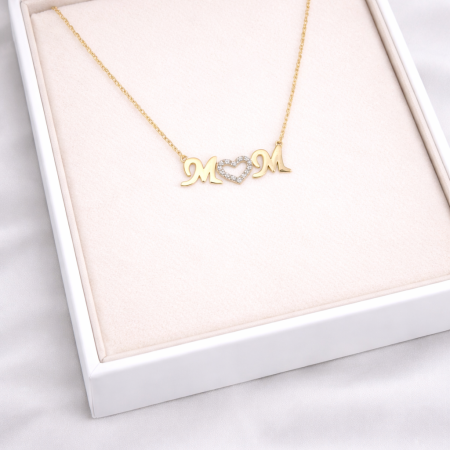 18K Gold "M" Heart Necklace - 1.73g